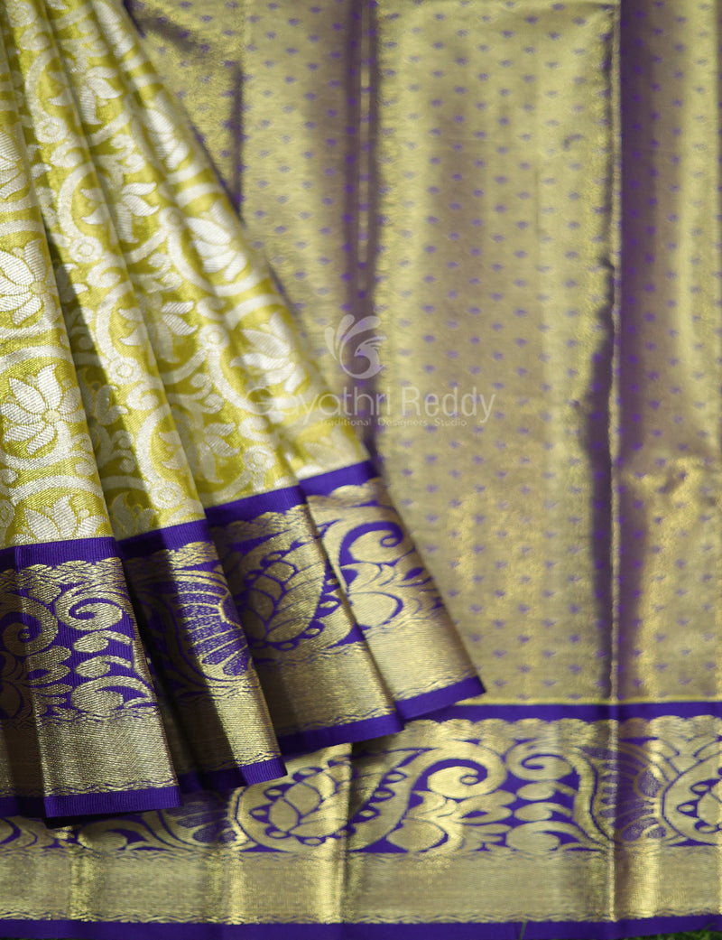 Green Color Zari Weaving Work Narayan Pet Cotton Half Saree Lehenga –  Looknbook Art